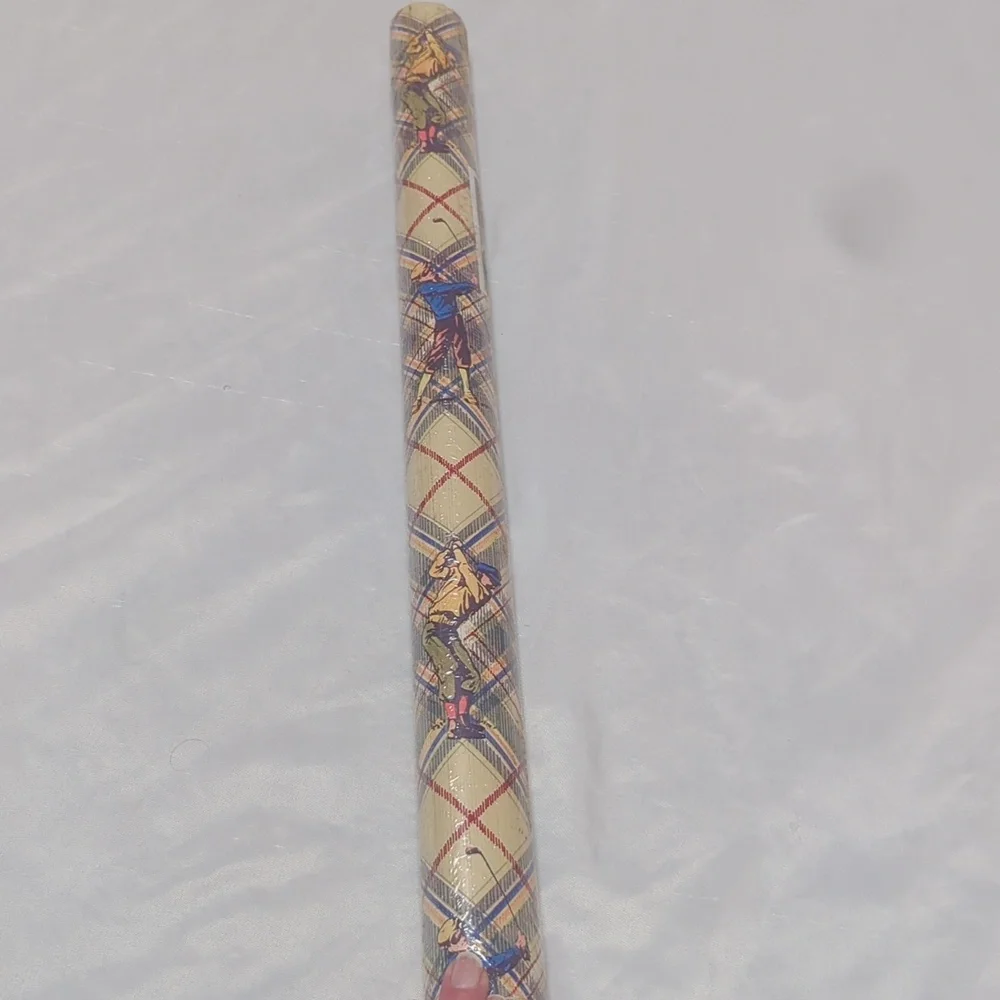 Vtg NOS Plaid Golfer Gift Wrap Paper Roll Approx 50 Sq Ft. Dad Father's Day Gift
